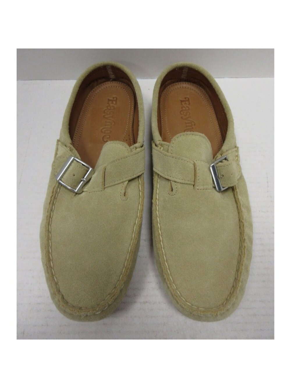 Easymoc Shoes 11.5 Tan Buckle Loafer Suede Moccasin Vibram Slip On